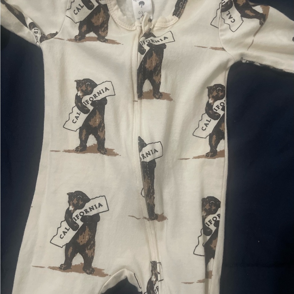 kate spade Cream and Brown Pajama Set with Playful Bear Pattern